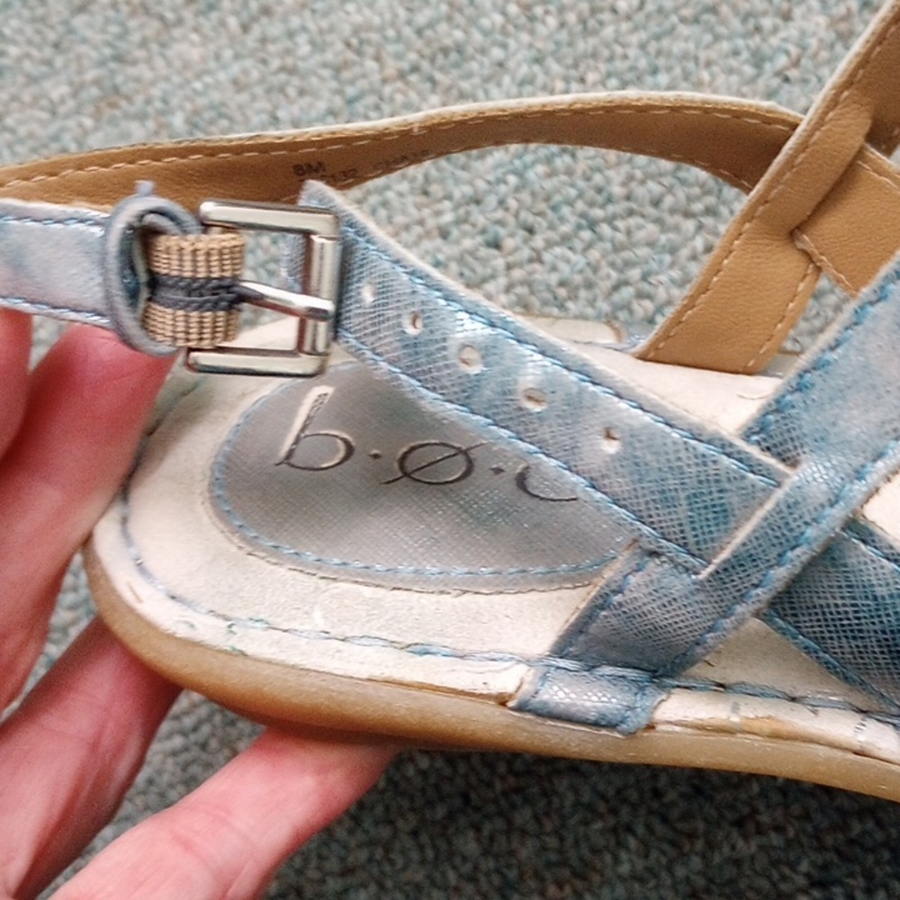 boc Metallic Blue Strappy Flat Sandals - Picture 6 of 10